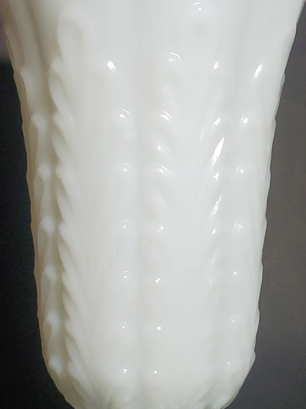 E.O. Brody CO White Milk Glass Scalloped Pedestal Vase Style M5200 Wheat Pattern